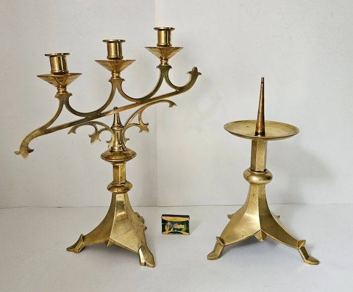 Maison Cabaret - M. Chéret, goudsmid - Kerzenhalter - (2) - Bronze (vergoldet)
