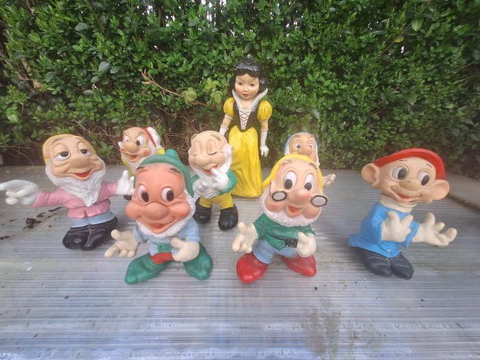 Merchandise-Figur - Disney / Ledraplastic - 8 Puppen - Schneewittchen und die 7 Zwerge - 1960-1970