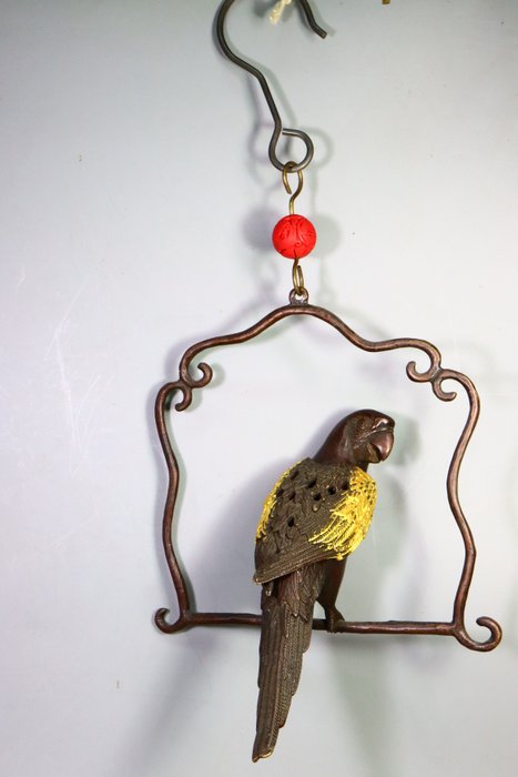Bronze - Brûle-encens suspendu en forme d'oiseau - Période Shōwa (1926–1989)  (Sans Prix de Réserve)