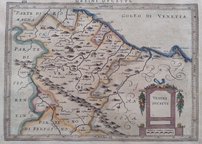 Europa, Karta - Italien / Marche / Urbino; Hondius - Urbini Ducatus - 1621-1650