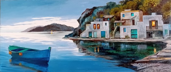 Mirko Morelli (1953) - Borgo di marinai isola di Milos Grecia