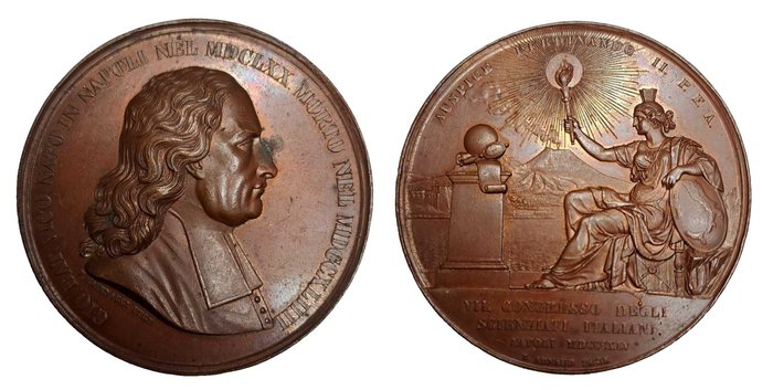 義大利. Bronze medal 1845 Congresso Scienziati Regno di Napoli - opus Arnaud/Catenacci