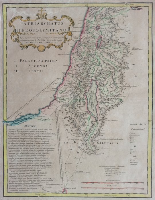 Oriente Medio, Mapa - tierra Santa; Danville - Patriarchatus Hierosolymitanus - 1732