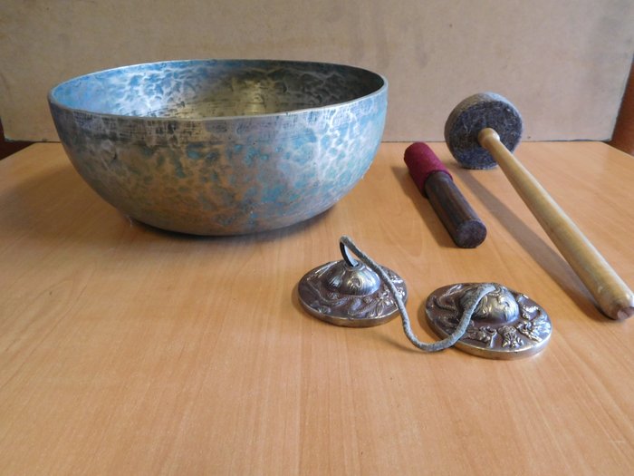 Antik syngeskål (syngeskål) - Bronze, 7 metaller - Tibet - 20. - midt i (2. verdenskrig)