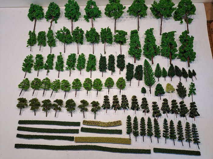 Bomen, bäume, trees, arbres, Zelfbouw H0 - Décor de train miniature (90) - Arbres à feuilles caduques et haies hauteur 5-17 cm
