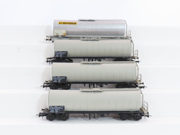 Jouef H0 - 652600/651600 - Vagão de carga de modelismo ferroviário (4) - 4x vagões-tanque de 4 eixos - NMBS