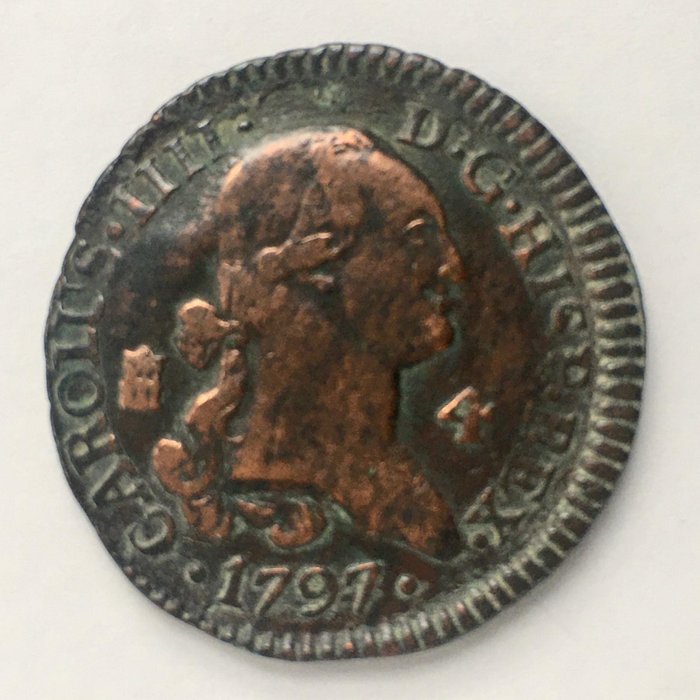 Espanha. Carlos IV (1788-1808). 4 Maravedís - 1797 - Segovia - (R044)  (Sem preço de reserva)
