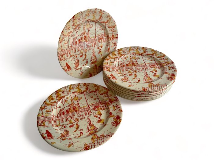 eit ironstone - Plate (10) - assiette eit england motif orange - Porcelain