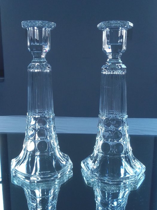 Val Saint Lambert - Luxval - Charles Graffart & René Delvenne - Candleholder Edward VII - (2) - Glass