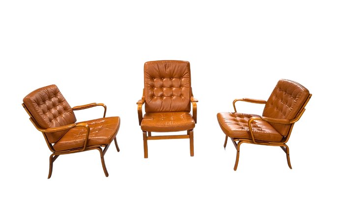 Göte Möbler Nässjö - Armchair (3) - Leather, Wood