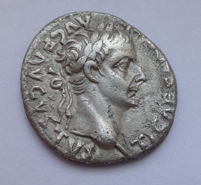 Roman Empire. Tiberius. AD 14-37.  "Tribute Penny" type. Denarius Rome mint.