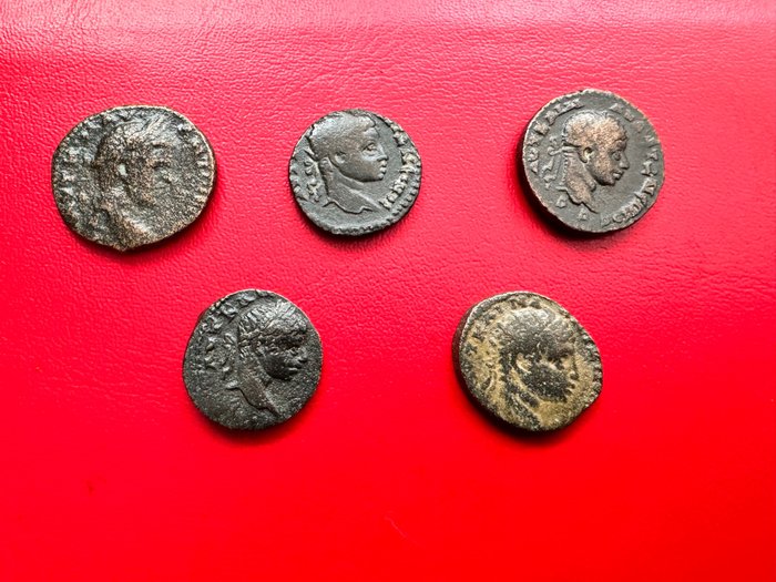 Imperiul Roman (Provincial). Lot of 5 Æ coins Syria, Antioch mint. Incl.: Antoninus Pius (AD 138-161) & Elagabalus (AD 218-222)  (Fără preț de rezervă)