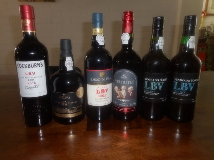 LBV: 2017 Barao de Vilar, 2017 Calem Velhotes, 2018 Cockburn's, 2018 Martinez, 2011 & 2013 Symington - Douro Late Bottled Vintage Port - 6 Flessen (0.75 liter)