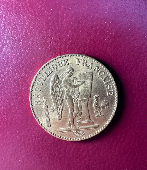 Franța. 20 Francs 1877 A Génie, Third Republic