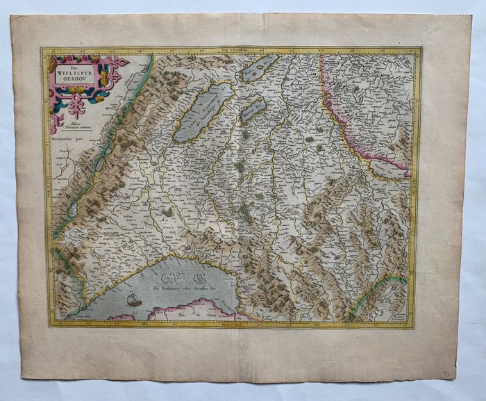 歐洲, 地圖 - 瑞士 / 日內瓦湖; G. Mercator/ J. Hondius - Das Wiflispurgergov. - 1601-1620