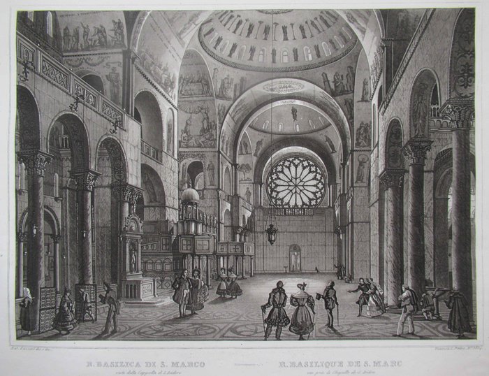 欧洲, 地图 - 意大利/威尼斯; Antonio Lazzari - R. Basilica di S. Marco vista dalla cappella di S. Isidoro - 1821-1850