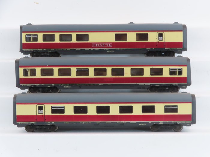 Roco H0轨 - 14070A - 模型火车客运车厢套装 (1) - 适用于 VT11.5 TEE“Helvetia”的 3 件式扩展套件 - DB