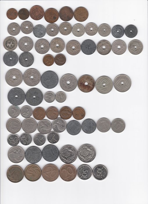 Belgien. Collection of Belgian Coins (69 Coins, different types)  (Utan reservationspris)