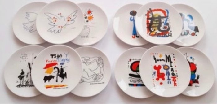 XL-Art - Pablo Picasso & Joan Miro (d'après) - Fat (12) - Porselen