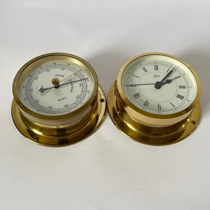 掛鐘 - 船鐘和船氣壓計 - Barigo / Talamex - 玻璃, 黃銅 - 1970-1980
