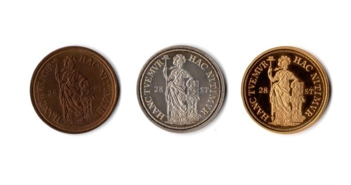 荷蘭. 3 Medals (Gold, Silver, Bronze) 1984 - 17 gr Au (.750)