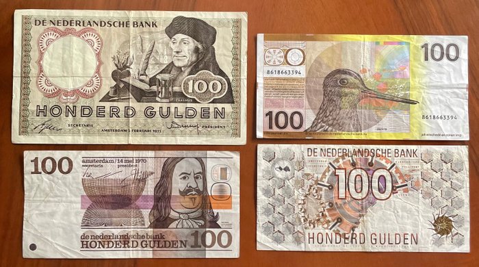 荷兰. - 4 x 100 Gulden - various dates  (没有保留价)