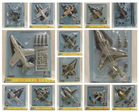 Fabbri Italeri, escala 1:100 - 模型飛機  (14) - Lote de 14 Aviones militares de metal