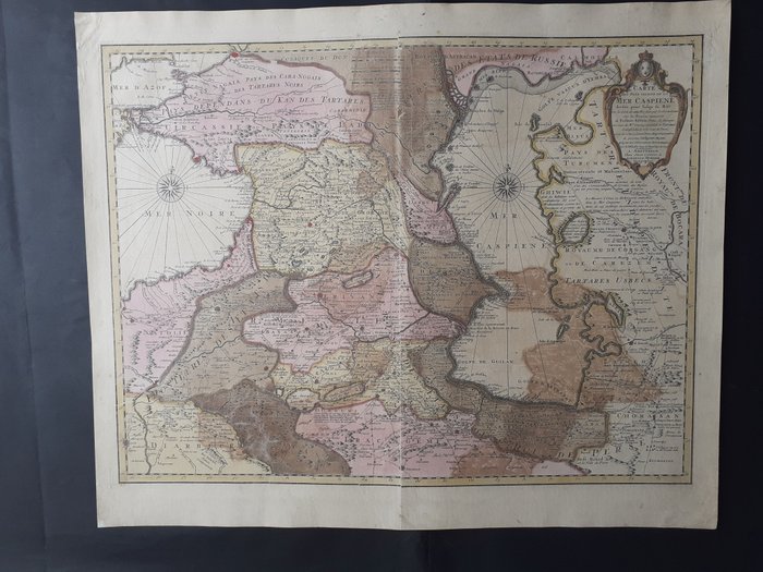 Europa, Kart - kaspiske hav; Guillaume Delisle/Covens & Mortier - Carte de pays voisins de la mer Caspiene - 1701-1720