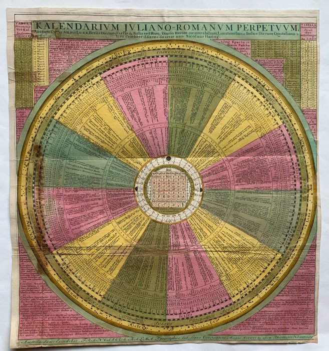 Kalender, Landkarte - Kalender; F. Halma - Kalendarium Juliano-Romanum Perpetuum - 1681-1700