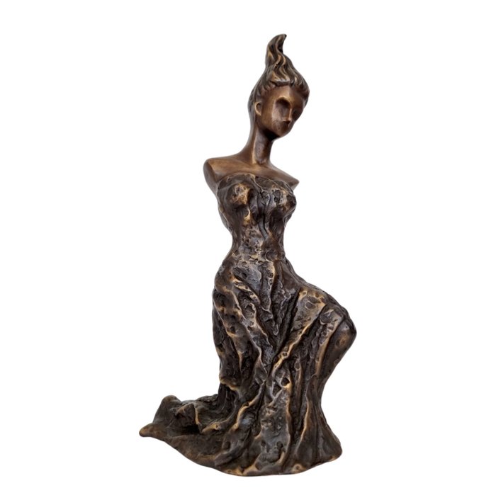 Statuetta - A seated modernist woman - Bronzo