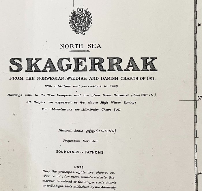 Europa, Hartă - Marea Nordului / Skagerrak / Danemarca; H.E. Purey-Cust / Admiralty - North Sea - Skagerrak Nr. 2289 - 1913 - 1948 - 1953