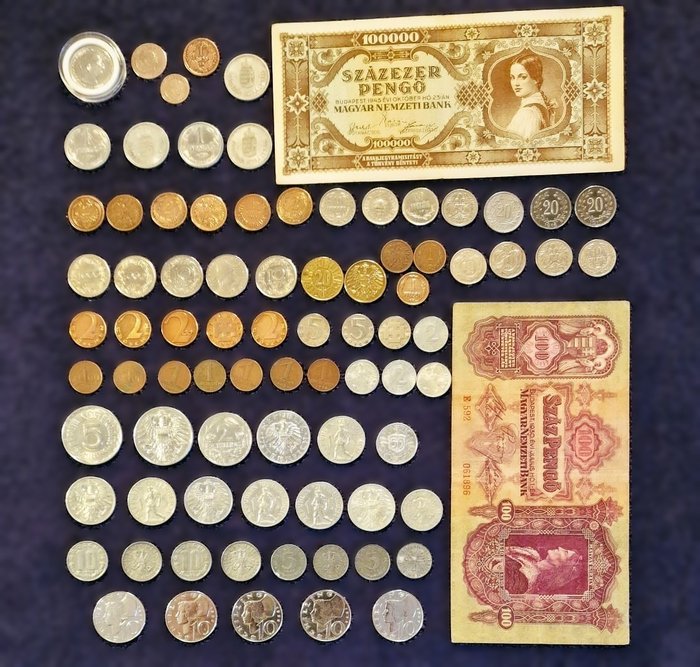 Autriche. 1879 - 1965-Lot of 86 Coins with Silver-Austro-Hungarian Empire, Kingd. of Hungary, 1st/2nd Republic  (Sans Prix de Réserve)