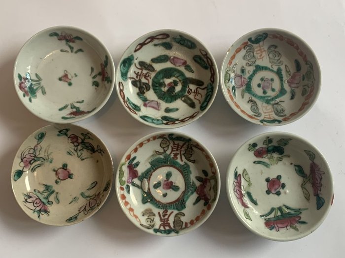 set of 6 decorated small bowls 19th century - 碗 (6) - 瓷