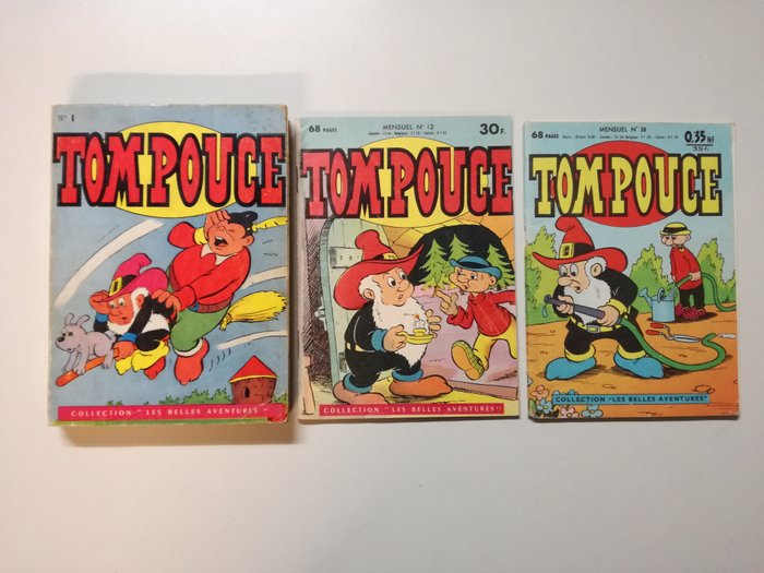 Tom Poes - Bundeling 1 Tom Pouce 'Collection les belles aventures' + deeltje 12 en 28 - 3 Album - Första upplagan - 1959/1961