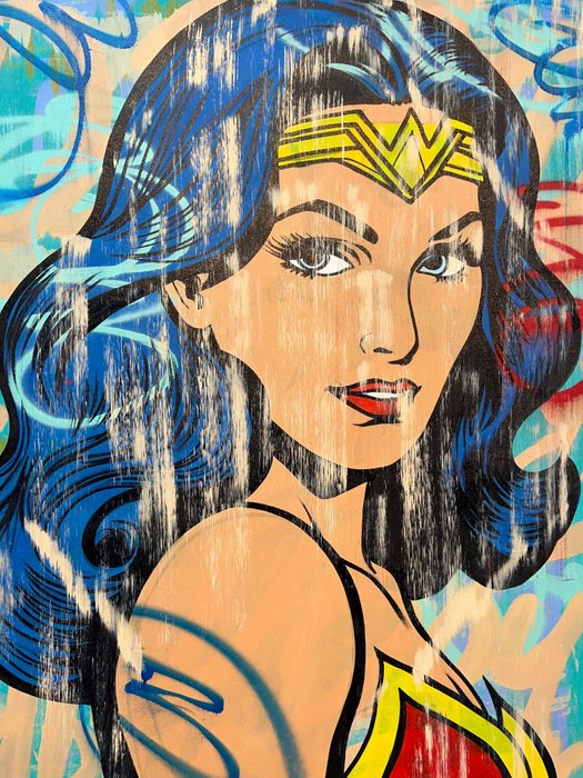 Dillon Boy (1979) - Golden Age Young Wonder Woman Graffiti Girl DC The Justice League Comic Book Pop Art #1 x No Reserve