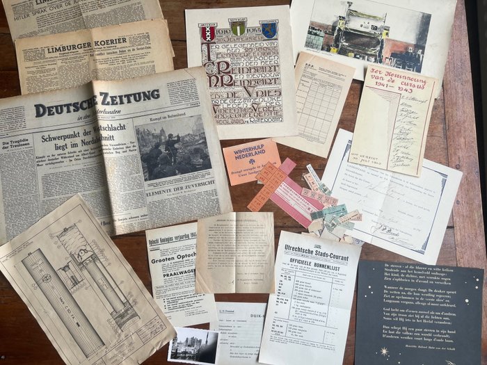 Niederlande - Dokument - Many Dutch / German Occupation / Resistance / Liberation documents - Leaflets  - Newspapers - 1940 - 1945