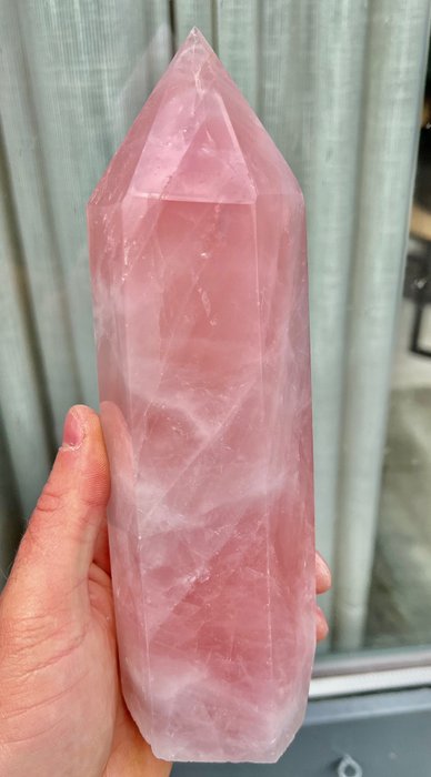 Rose quartz 精細拋光 AAA Rosekwarts 方尖碑塔 - 高度: 22.4 cm - 闊度: 6.7 cm- 1460 g