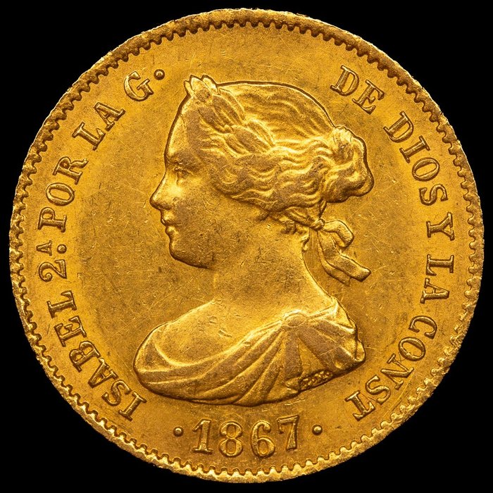 Spain. Isabel II (1833-1868). 4 Escudos 1867 Madrid  (No Reserve Price)