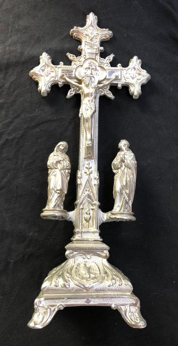 耶穌受難十字架像 (1) - 藝術裝飾 - 銀盤, 鋅合金 - 1940-1950