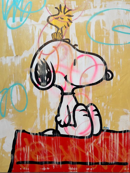 Dillon Boy (1979) - DBoy vs Snoopy Peanuts Charlie Brown Woodstock Cartoon Graffiti Street Art Bape x No Reserve
