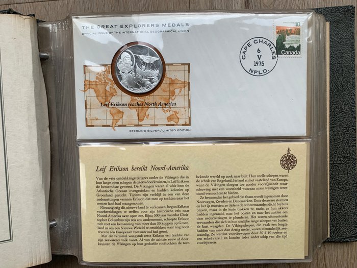 Medalie decorativă - 50 Sterling zilveren penningen van "De Grootste Ontdekkingsreizigers" - Franklin Mint