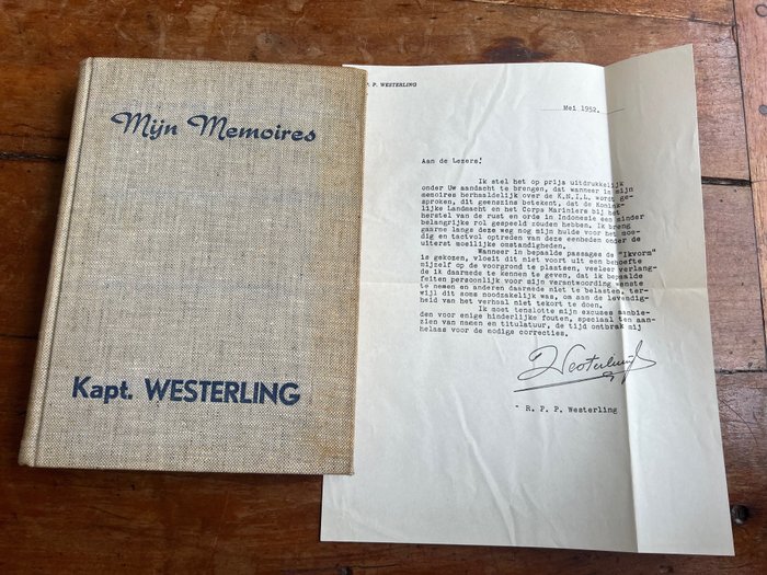 Dutch Captain Westerling Memoirs - 1st edition - Guerilla Warfare - Depot Special Troops - Indonesian Independence Combat - Westerling - KNIL - with letter! - 1952