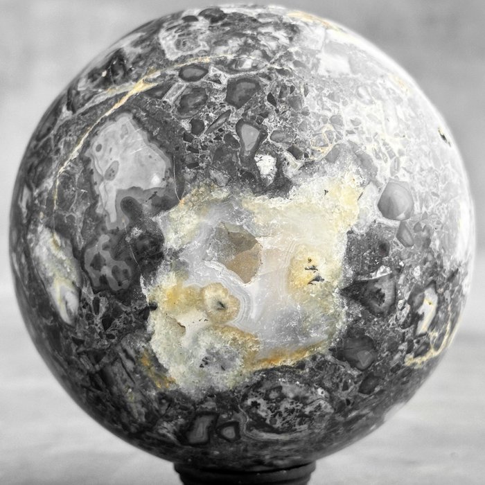 無底價 - 美妙的馬裡加諾碧玉球體 定制支架上的球體- 1800 g - (1)