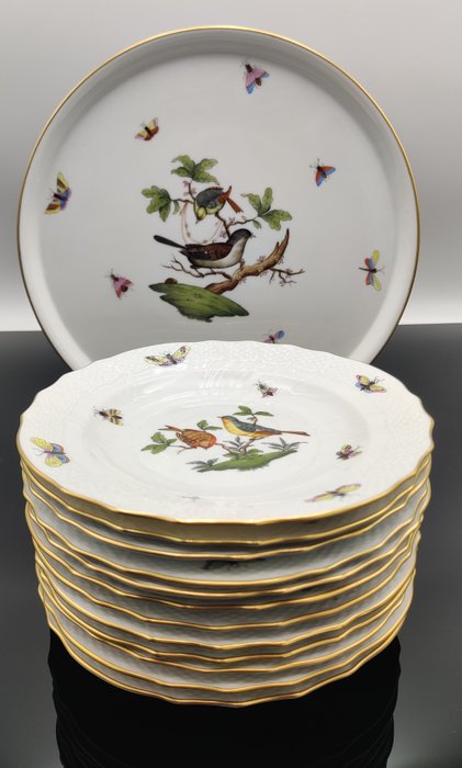 Herend - Dessert service (13) - Rothschild Bird - Porcelain