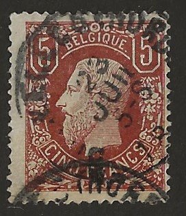比利时 1878 - 5F 棕红色利奥波德二世（复原犬） - OBP/COB 37