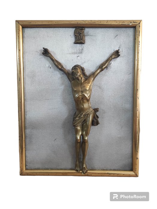 (十字架状)耶稣受难像 - 圣体圣体鎏金青铜，法国十九世纪下半叶 - 1850-1900