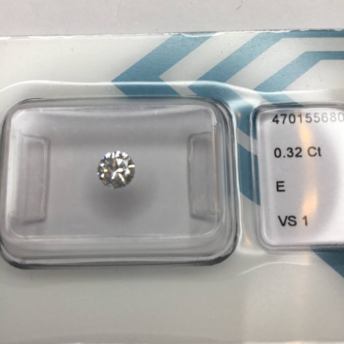 1 pcs 鑽石 - 0.32 ct - 明亮型 - E(近乎完全無色) - VS1