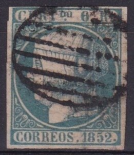 Spanien 1852/1852 - Isabel II Edifil 16 Jahr 1852 im gebrauchten Katalogwert 725 € mit Zertifikat - edifil 16