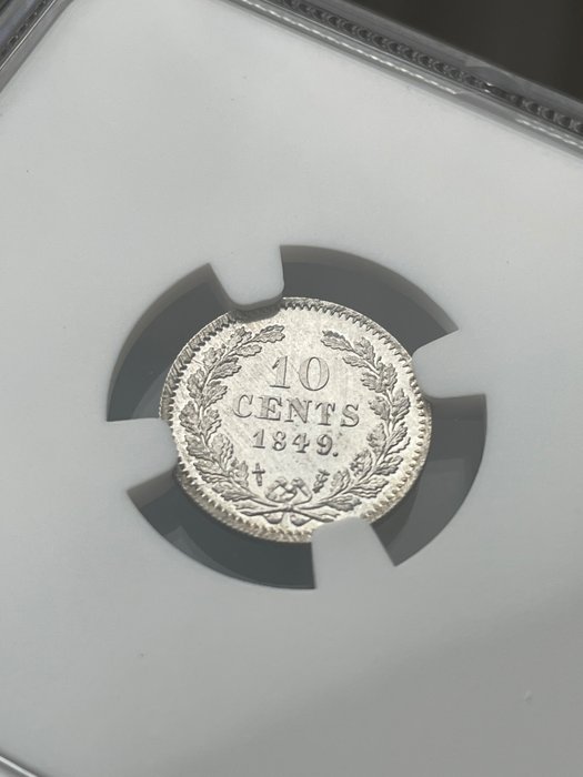 荷兰. Willem II (1840-1849). 10 Cents 1849 met punt. MS67  (没有保留价)