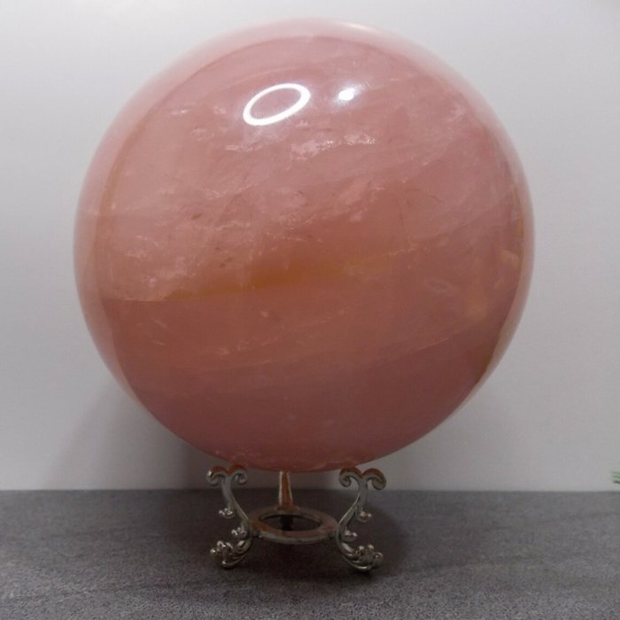 Bola de cristal de cuarzo rosa - Altura: 100 mm - Ancho: 100 mm- 1401 g